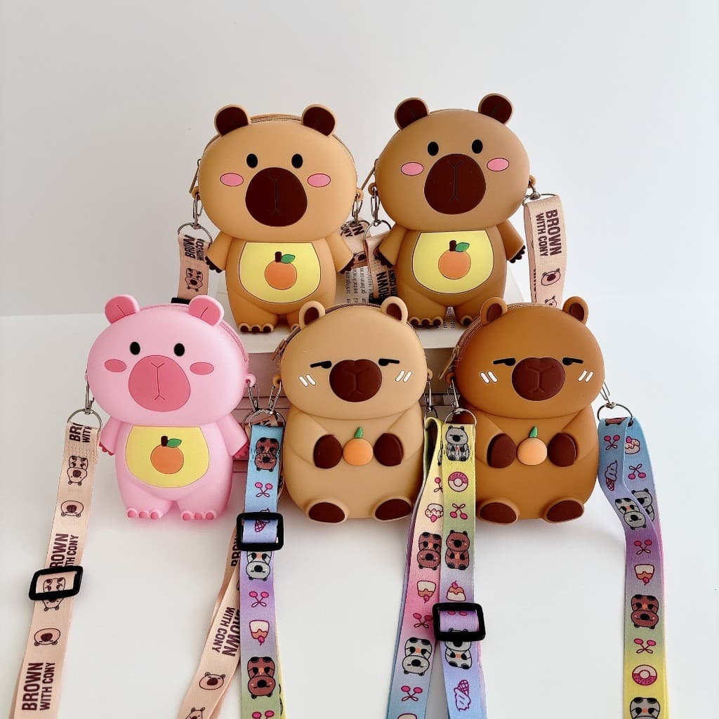 Mochila mini capivara para crianças, mochila de silicone confortável e leve, ideal para viagens.