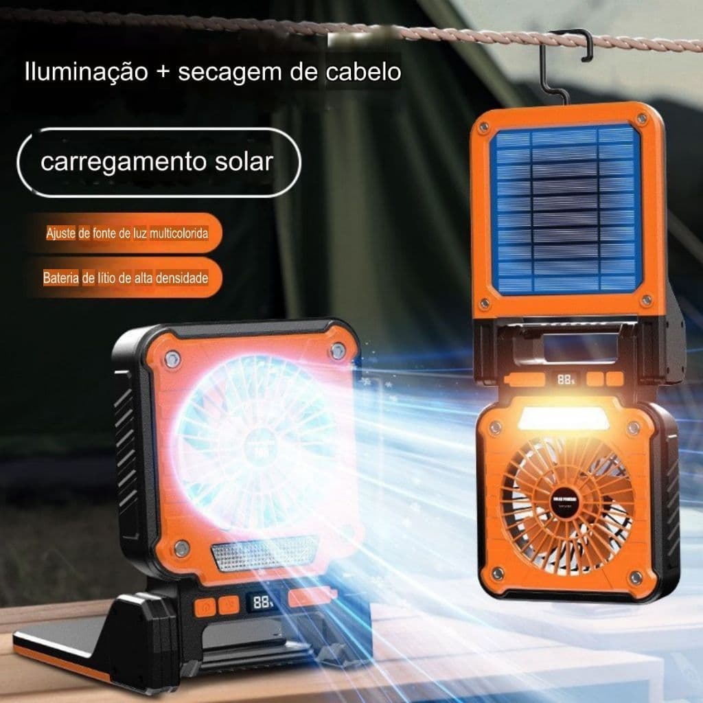 Ventilador Portátil Ventilador De Carregamento Solar Acampamento Luzes Led Para Tendas Viagens e ar livre