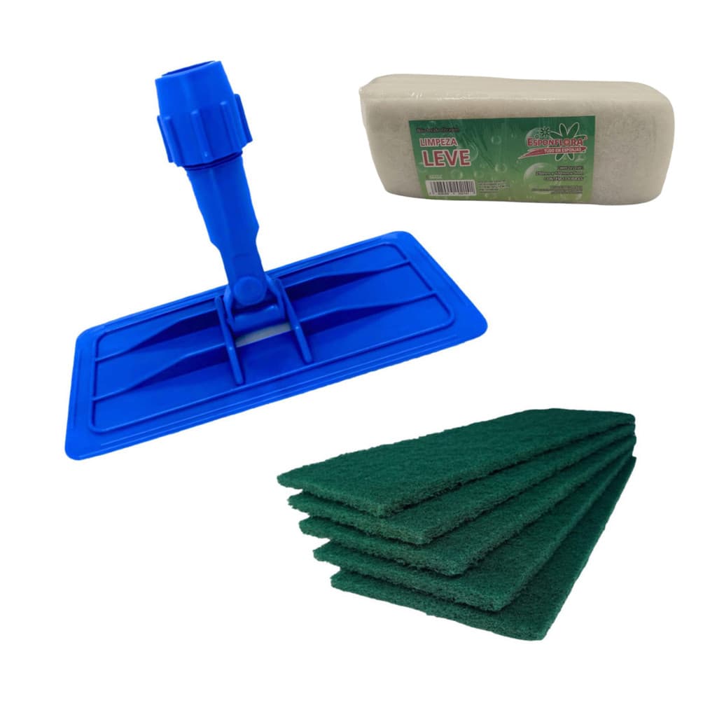 Kit Suporte para Fibra com 10 Fibras Multiuso + 10 Fibras Leve para Limpeza de Pisos e Superfícies