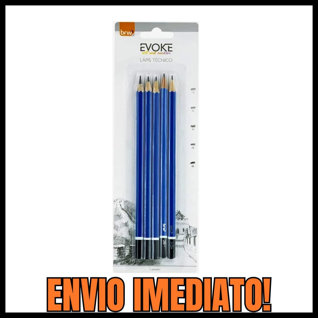 Kit Lápis Desenho Profissional Preto 5 Graduações