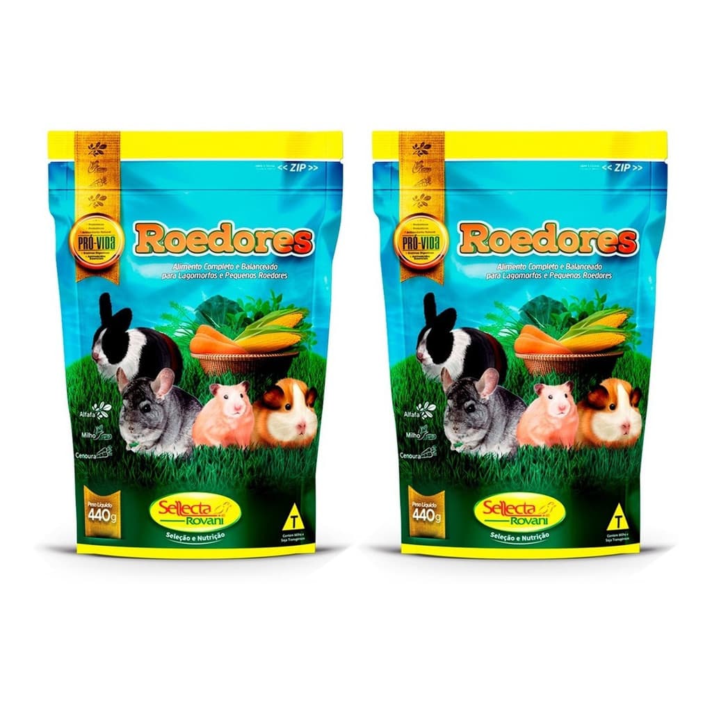 Kit 2 Ração Sellecta Roedores - Hamster - Coelho - Porquinho
