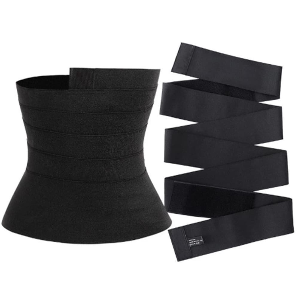CINTA C/ 3 OU 5 METROS  Modeladora INVISÍVEL Faixa Cintura Queima Gordura Preta Wrap Cintura Trainer Tape