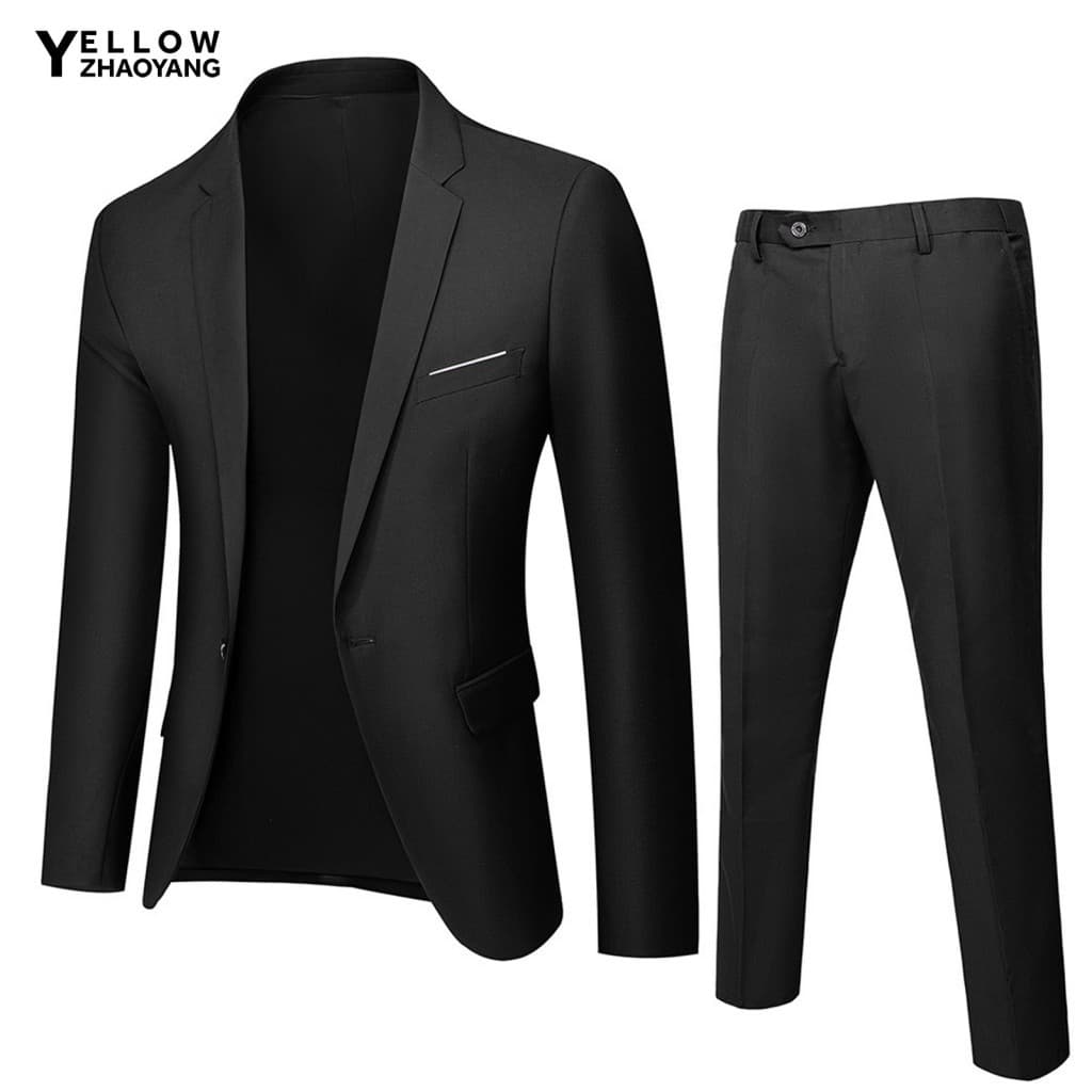 Solid Color Suit for Men Slim Fit 3d Tailored Stylish Men's Set for Wedding Business Top Quality Affordable Price