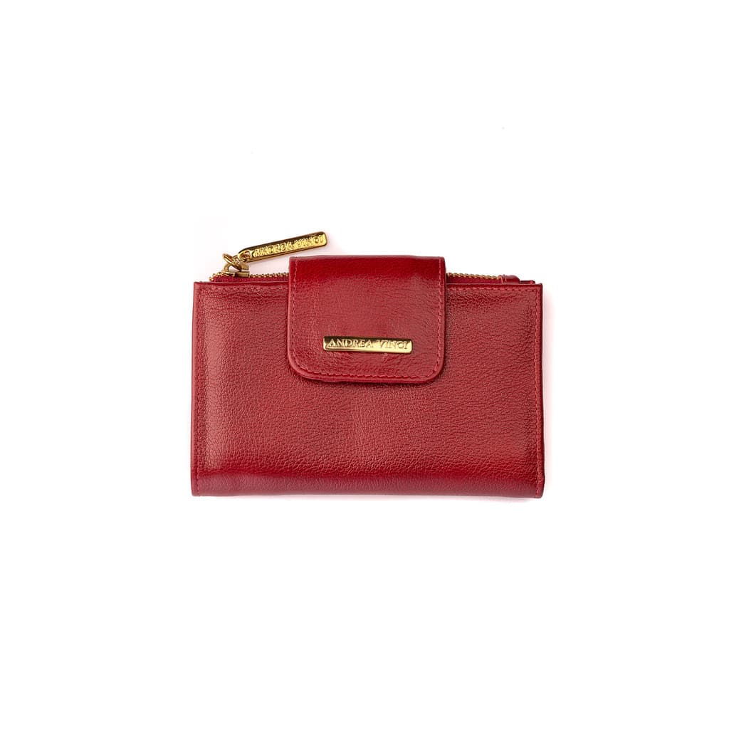 Carteira feminina de couro liso Lanna 10x15,5cm