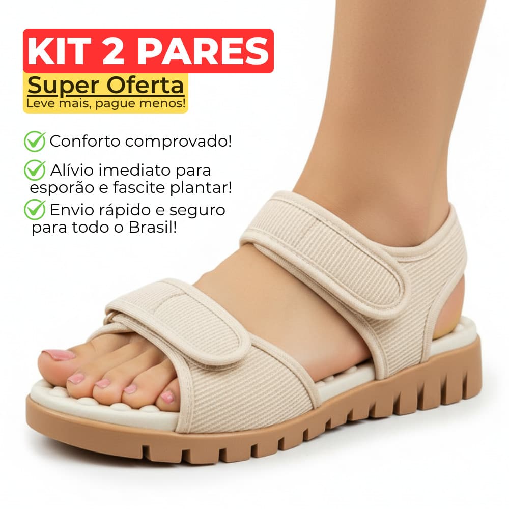Kit Pares Sandália Feminina Ortopédica Papete Anatômica Massageadora Confortável Leve Macia Casual
