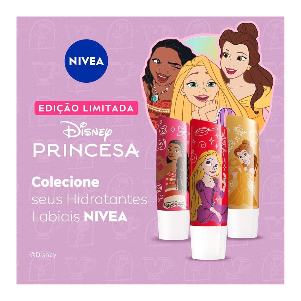 Nivea Disney Princesa Lip Balm Bela / Moana / Rapunzel