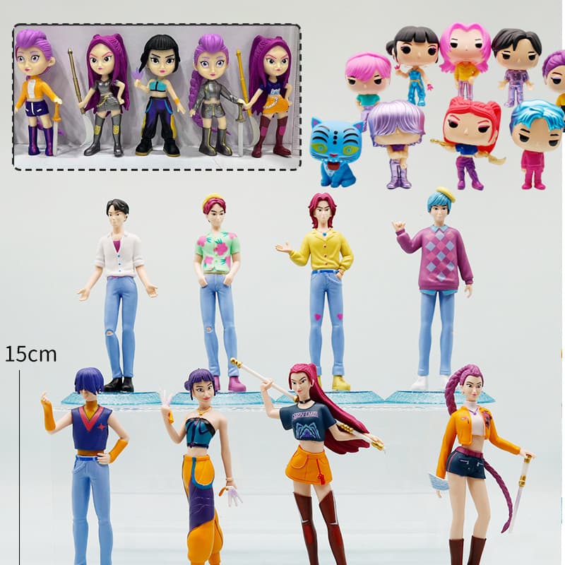 Conjunto De 6 Peças KPop Demon Hunters Rumi Saja Boys Coleções De Enfeites De Modelo De Mesa