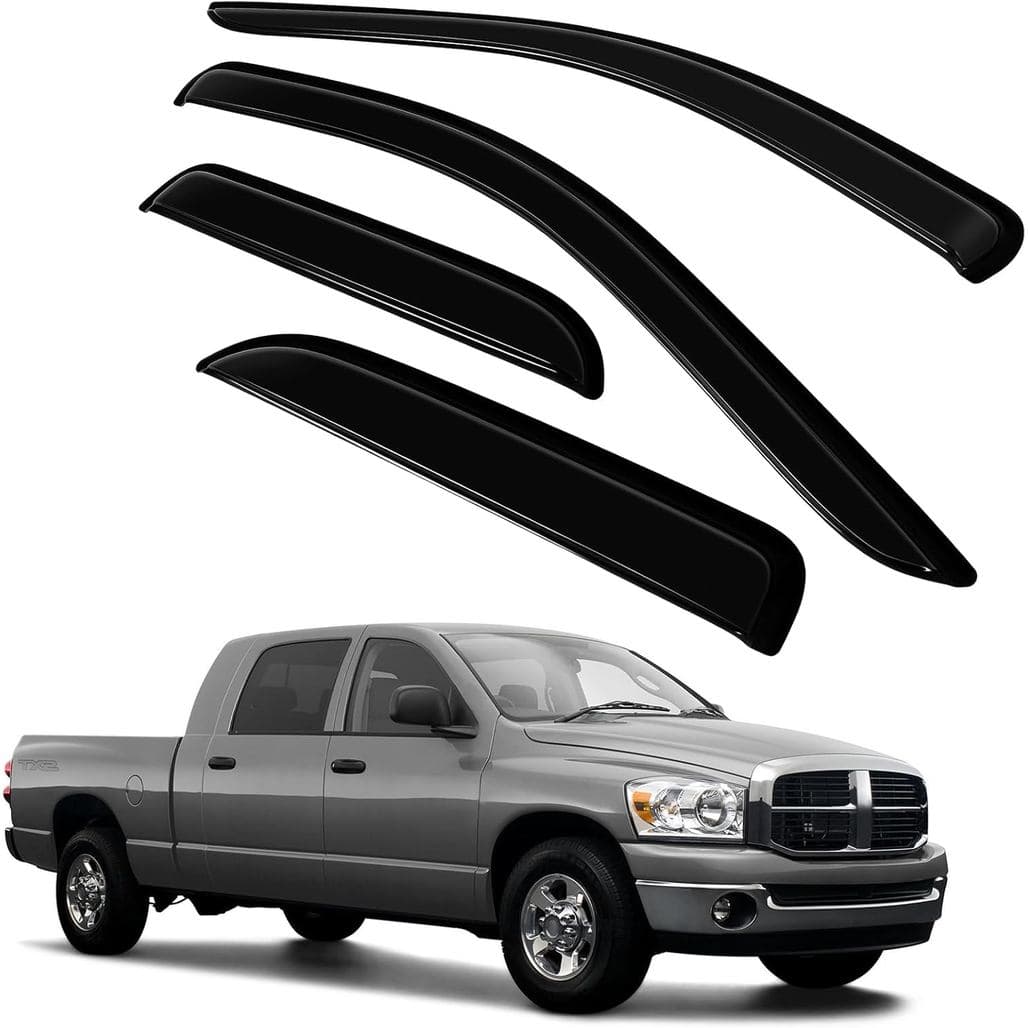 Defletores de Janela Lateral, Protetores de Chuva, Visores de Janela para Dodge Ram 1500 2002-2008, Dodge Ram 2500 2003-