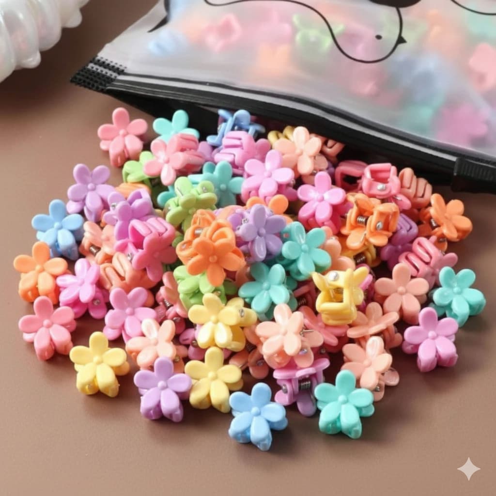 Kit 150/100/50 Mini Presilha de Cabelo Piranha Infantil Colorida Presilia Mini Prendedor Florzinha Promocao