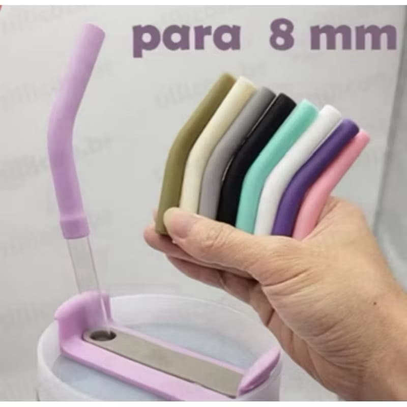 Capa de Silicone Para Canudo Reutilizável 8mm Tampa Higiênica Anti Poeira Colorida