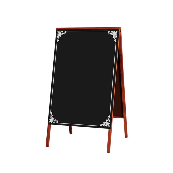 Cavalete de Calçada 70x50cm Duplo Preto Cardápio Propaganda Moldura Pinus Mogno Restaurante Café