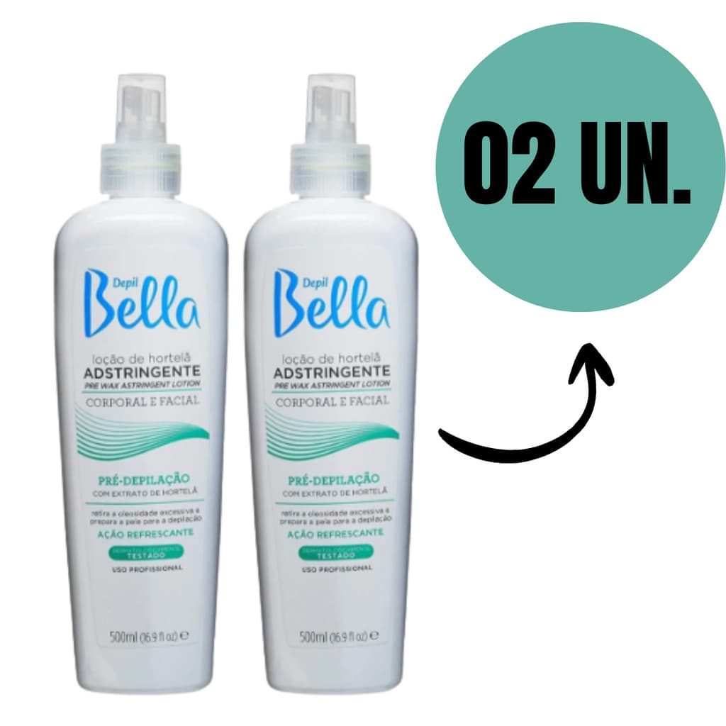 Kit Loção Adstringente Depil Bella Hortelã 500ml C/2UN