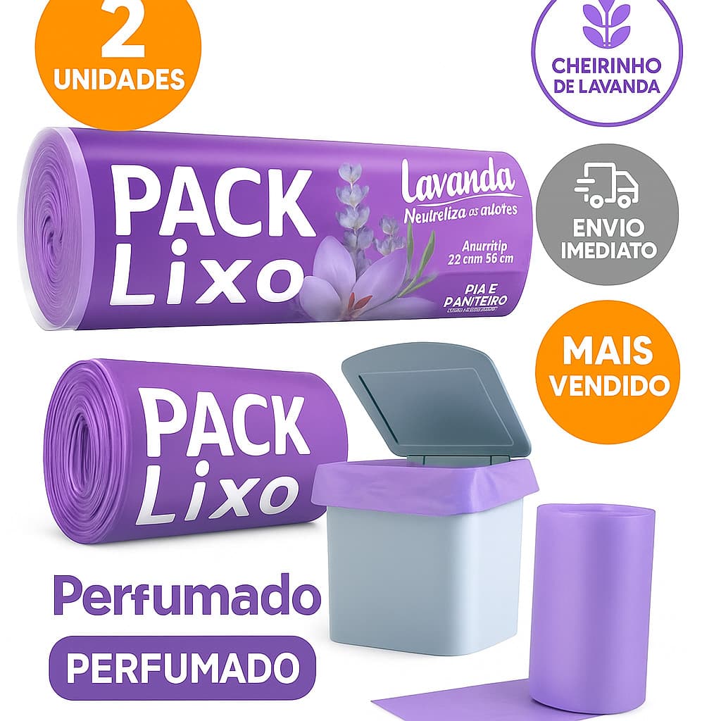 Kit Saco de lixo Perfumado lavanda Pia e Banheiro Neutraliza Odores cheiroso