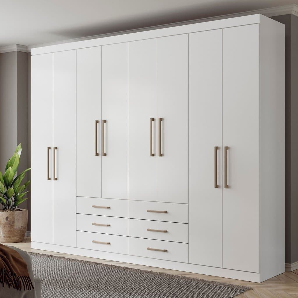 Guarda Roupa Casal 8 Portas 6 Gavetas Master Branco