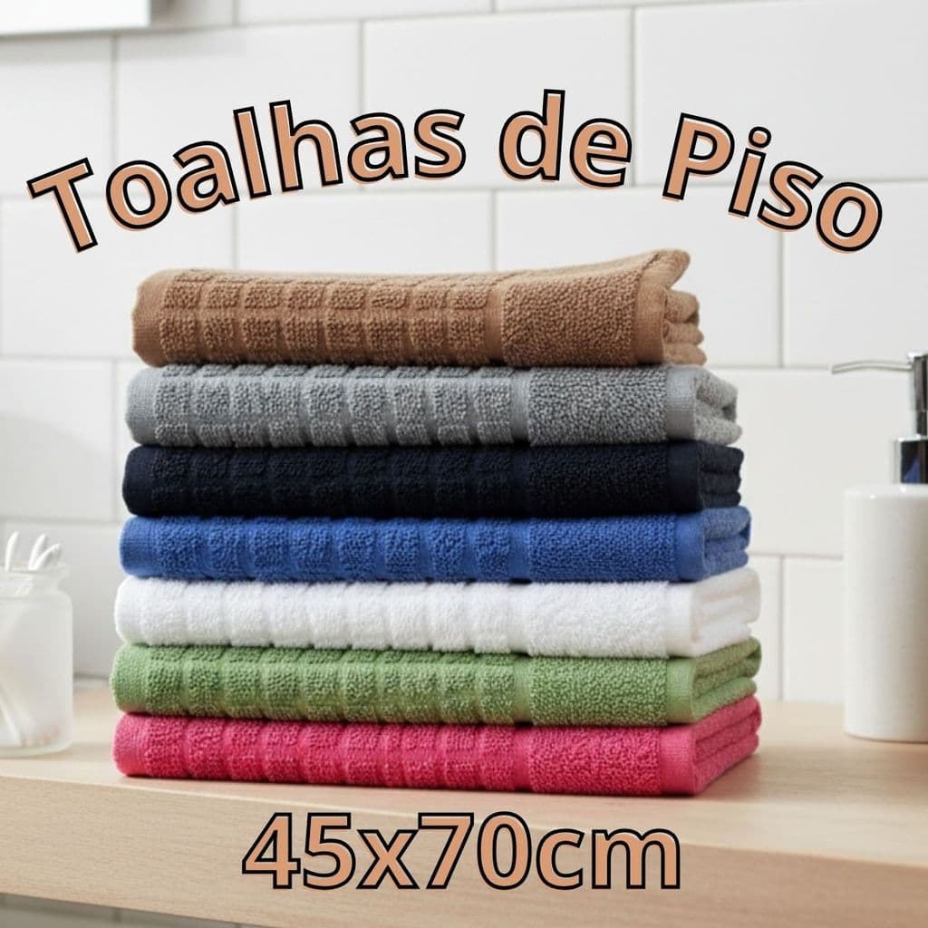 Kit 5 Toalhas De Piso Atoalhado Tapete De Banheiro 45cm x 70cm