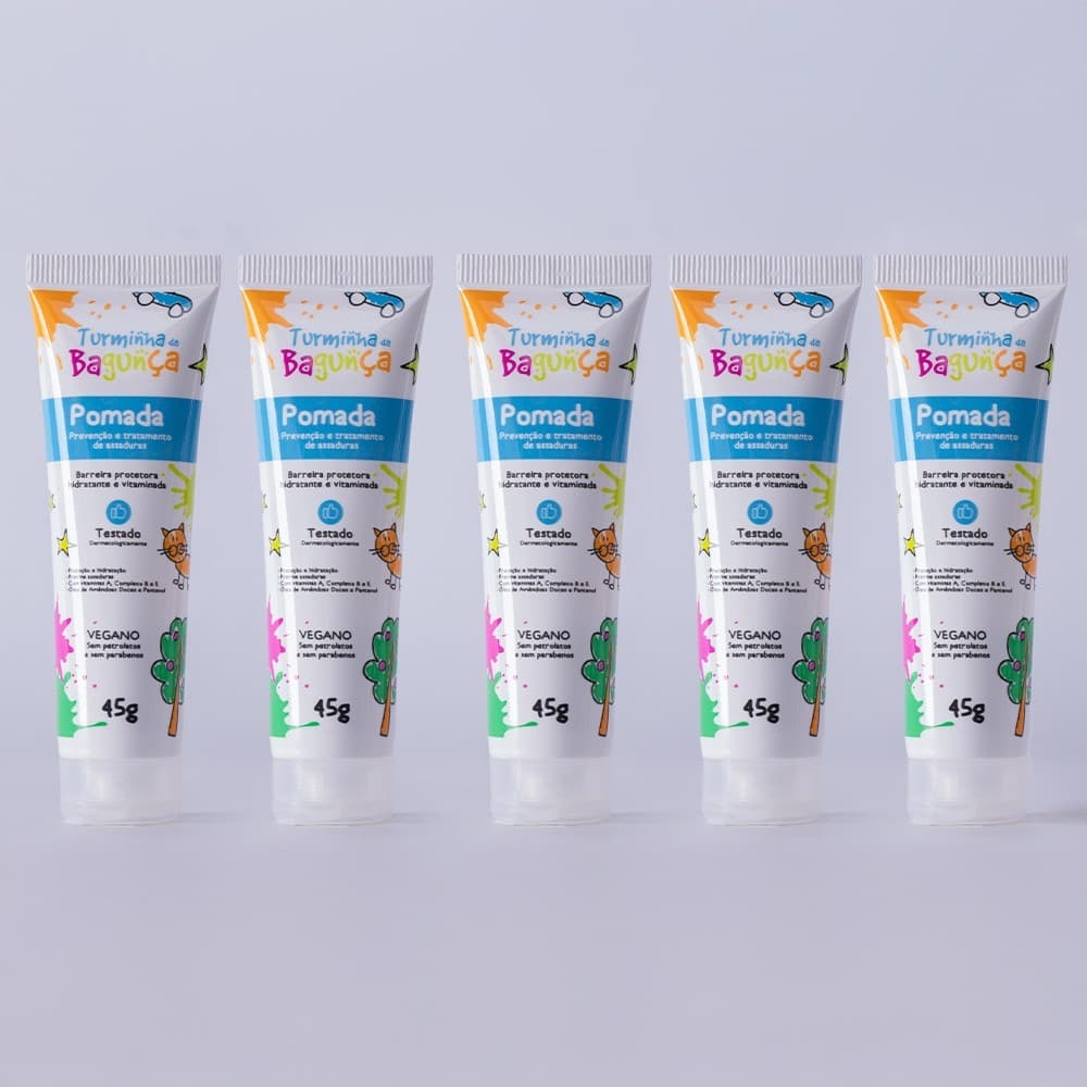 Kit 05 Pomadas Prevenção de Assaduras TURMINHA DA BAGUNÇA 45g