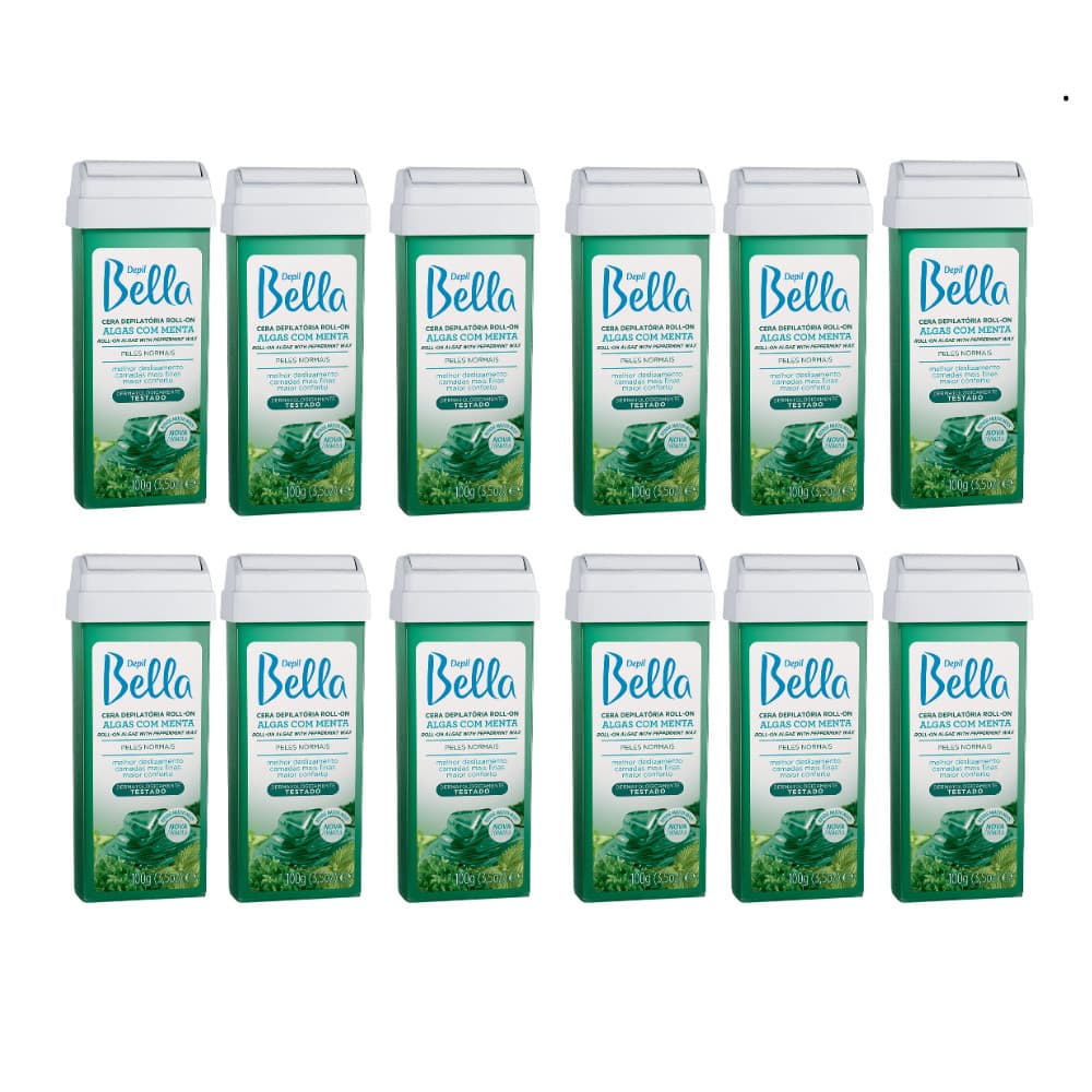 Kit Depil Bella Cera Roll-On Algas Com Menta com 12 unidades