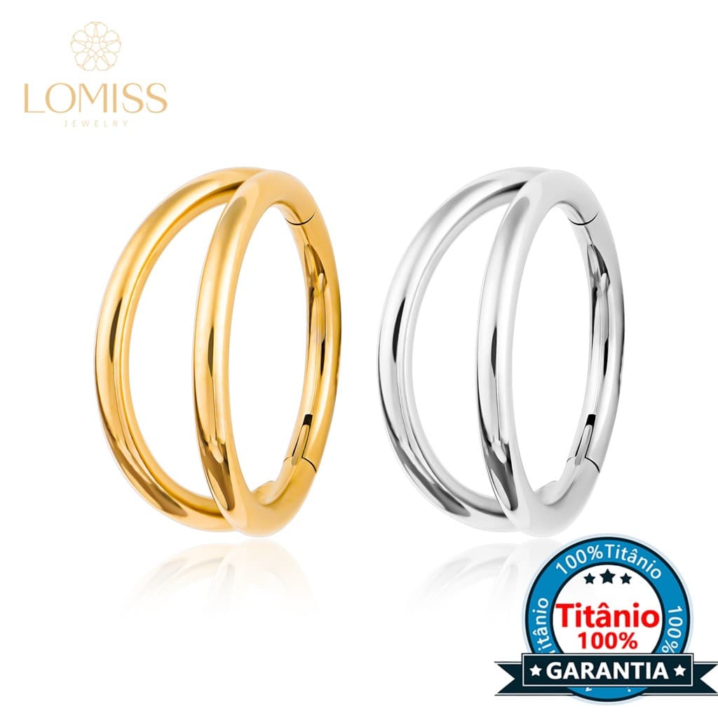 Piercing Nariz Conch Titânio Segmento Articulado 2 Fileira Liso Argola Boca Orelha Nostril Daith Helix