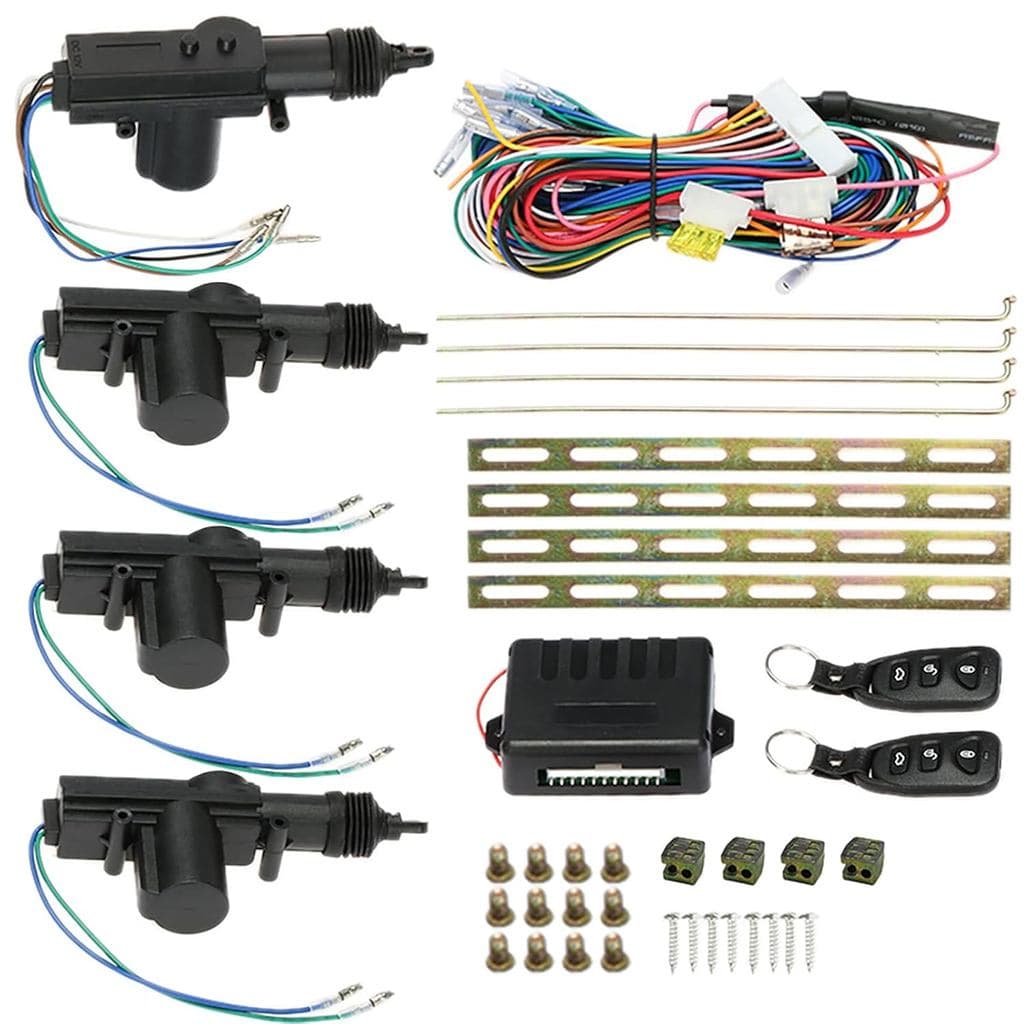 Kit de Fechadura de Porta de Carro 4 Peças, Kit de Destravamento de Porta de Carro com 2 Controles Remotos, Acessórios A