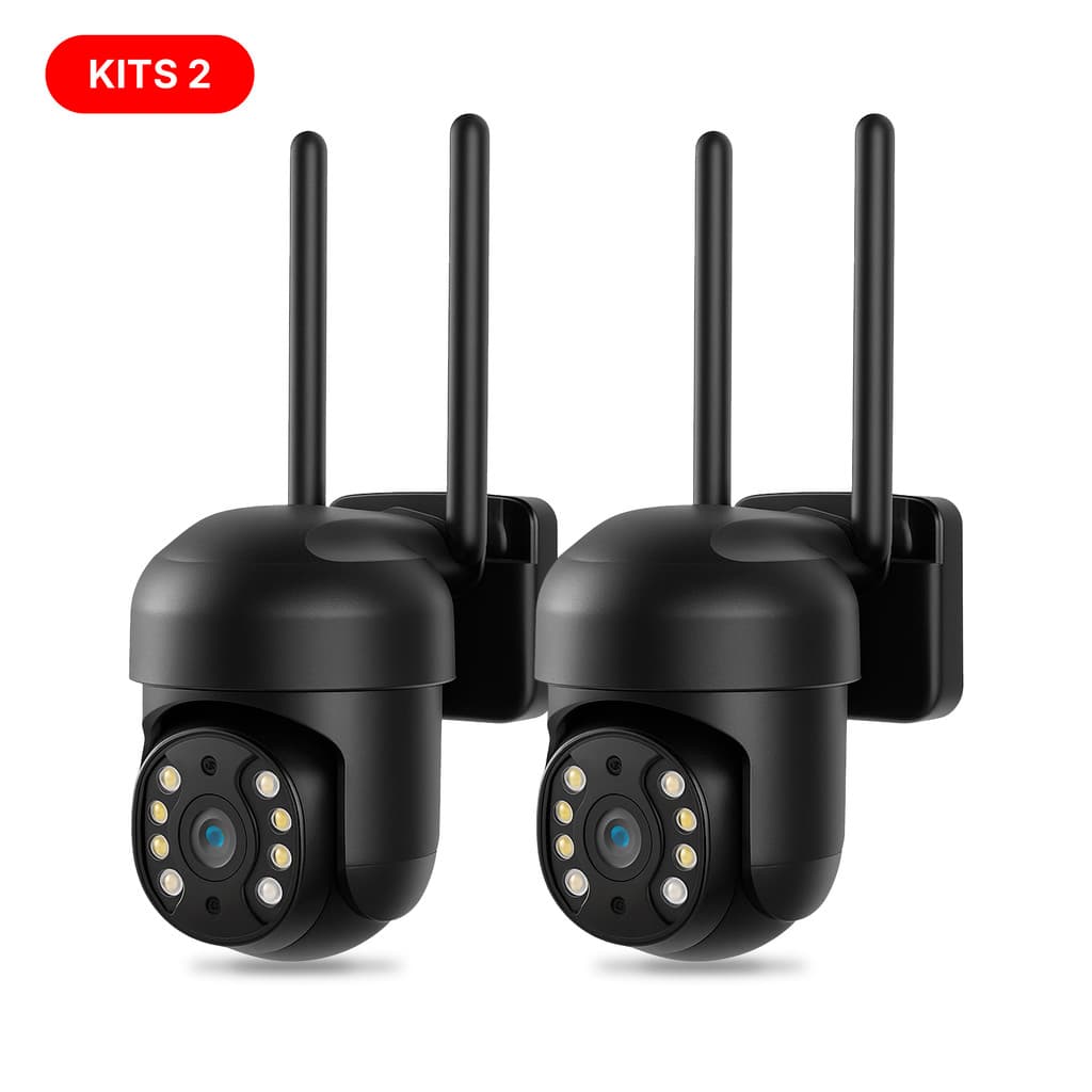 Kits 2 Câmera Segurança inteligente IP66 Wifi hd 1080p Yousee App Antena Dupla 