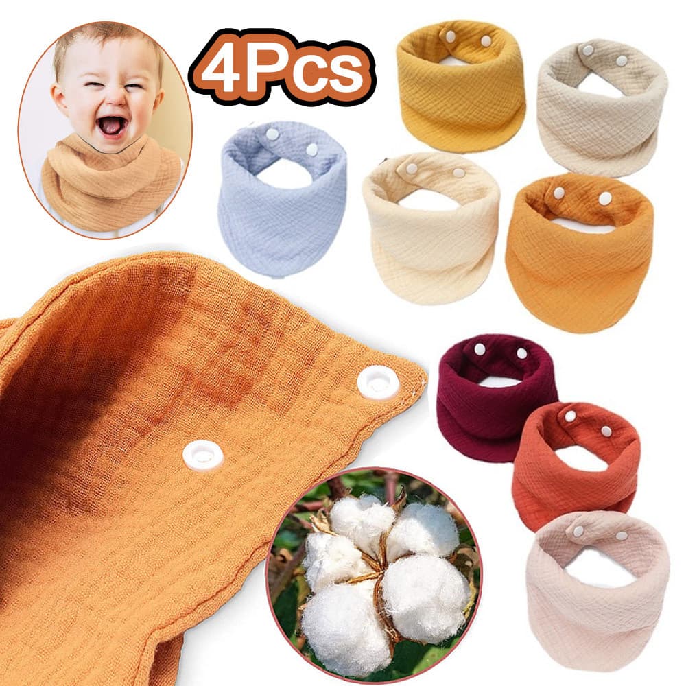Kit 4 Peças Babador Bandana Quatro Camadas Menino Menina iBoa Presentes Alta qualidade