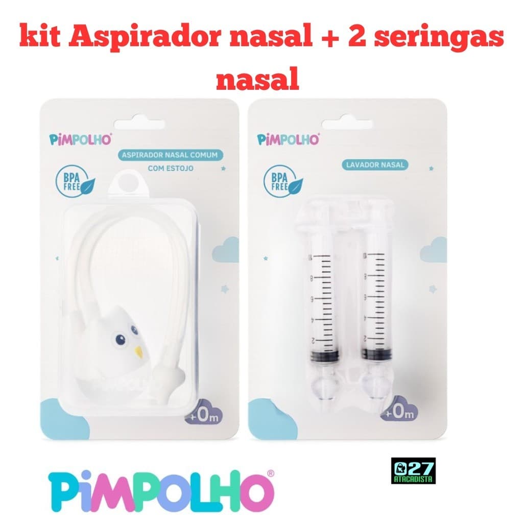 kit lavagem nasal para bebe aspirador nasal + 2 seringas lavagem nasal - Pimpolho