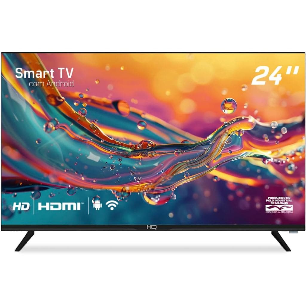 Smart TV 24" HQ LED HQS24NKHM 1366x768 HDMI Wi-Fi Android