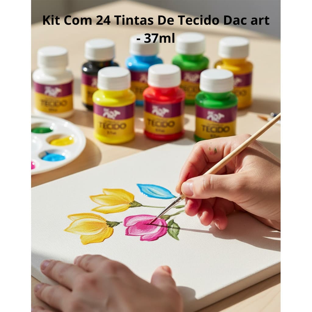 Kit 24 Tintas De Tecido 37ml / Dac art
