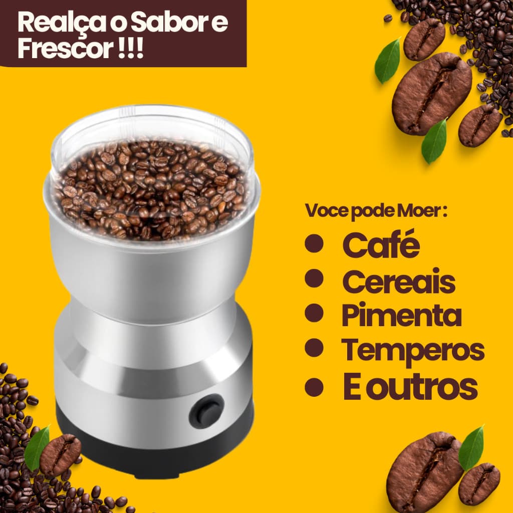 Moedor 110v De Café Grãos Sementes Elétrico Automático Gourmet Profissional Em Aço Inox