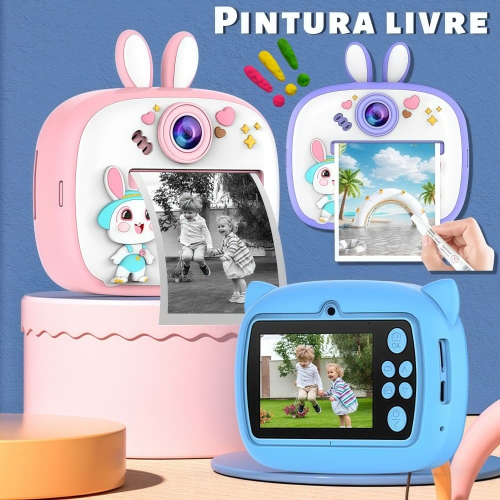 Câmera De Impressão Colorida Crianças Instantânea 32GB 1080P Térmica Digital Foto Jogos De Vídeo Música Presente Das