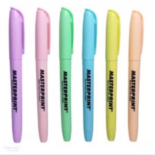 Kit 6 Canetas Marca Texto Tom Pastel Masterprint - Cores Variadas