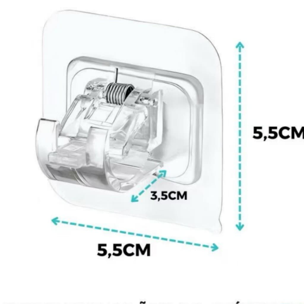 Kit 01 à 10 Ganchos Adesivos para Varão de Cortina não precisa furar Suporte de Parede