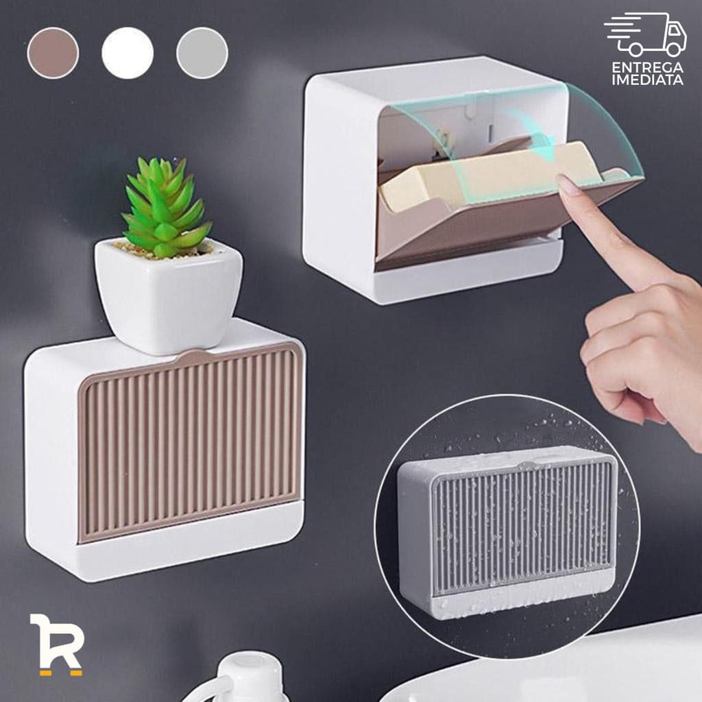 Saboneteira Porta Sabão com Adesivo para Parede Banheiro com Suporte e Dreno para Sabão Seco