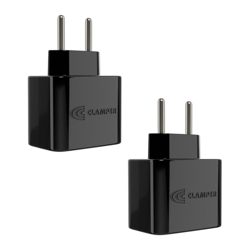 Kit com 2 Pocket 2 Pinos 10a - Dps Plug Protetor Raios Surtos Clamper LCF - Preto