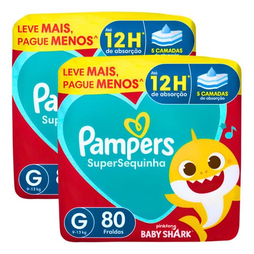Fralda Descartável Pampers G Super Sequinha Kit 2 Pacotes 160 Unidades