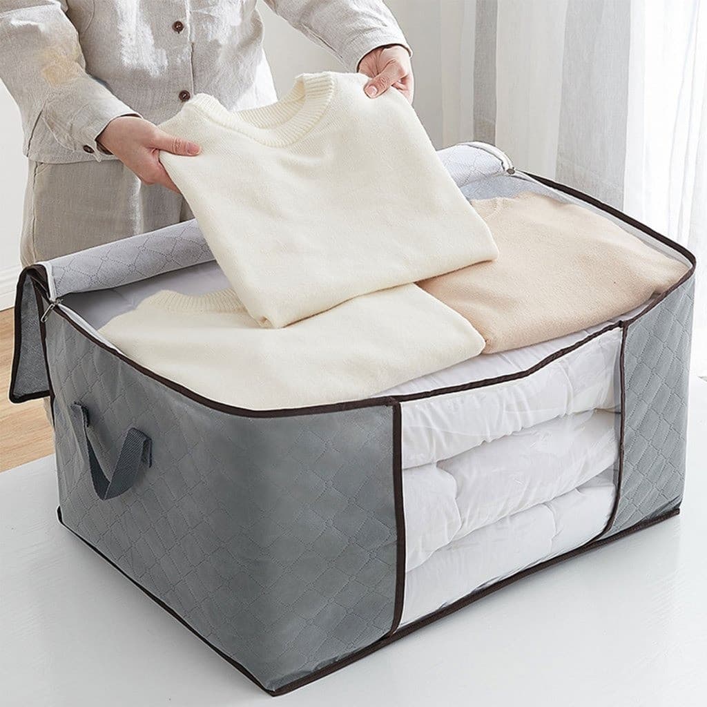 Caixa Saco Organizador Cobertor Casaco Guarda Roupa Ecológico Anti-Poeira Umidade Insetos Multiuso