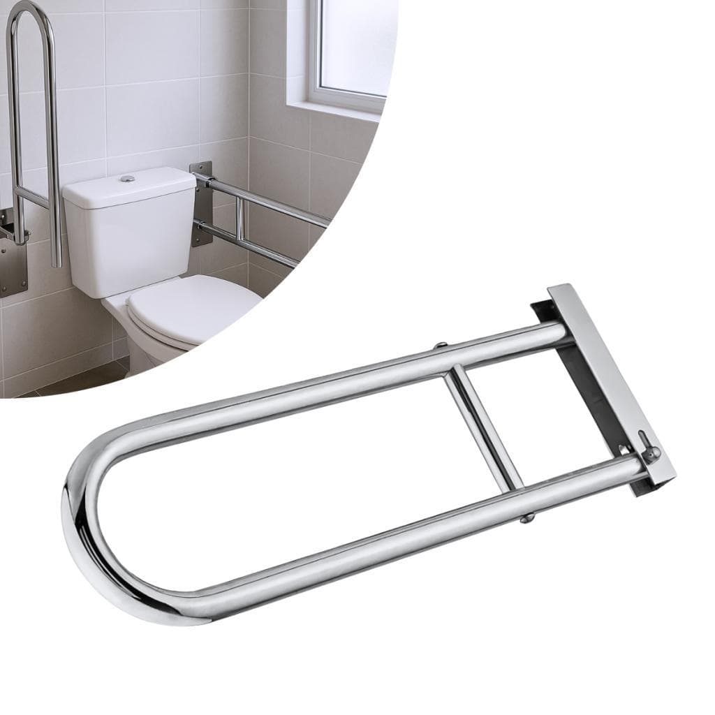 Barra de Apoio Articulada em U de Alumínio Polido para Banheiro - Modelo Premium
