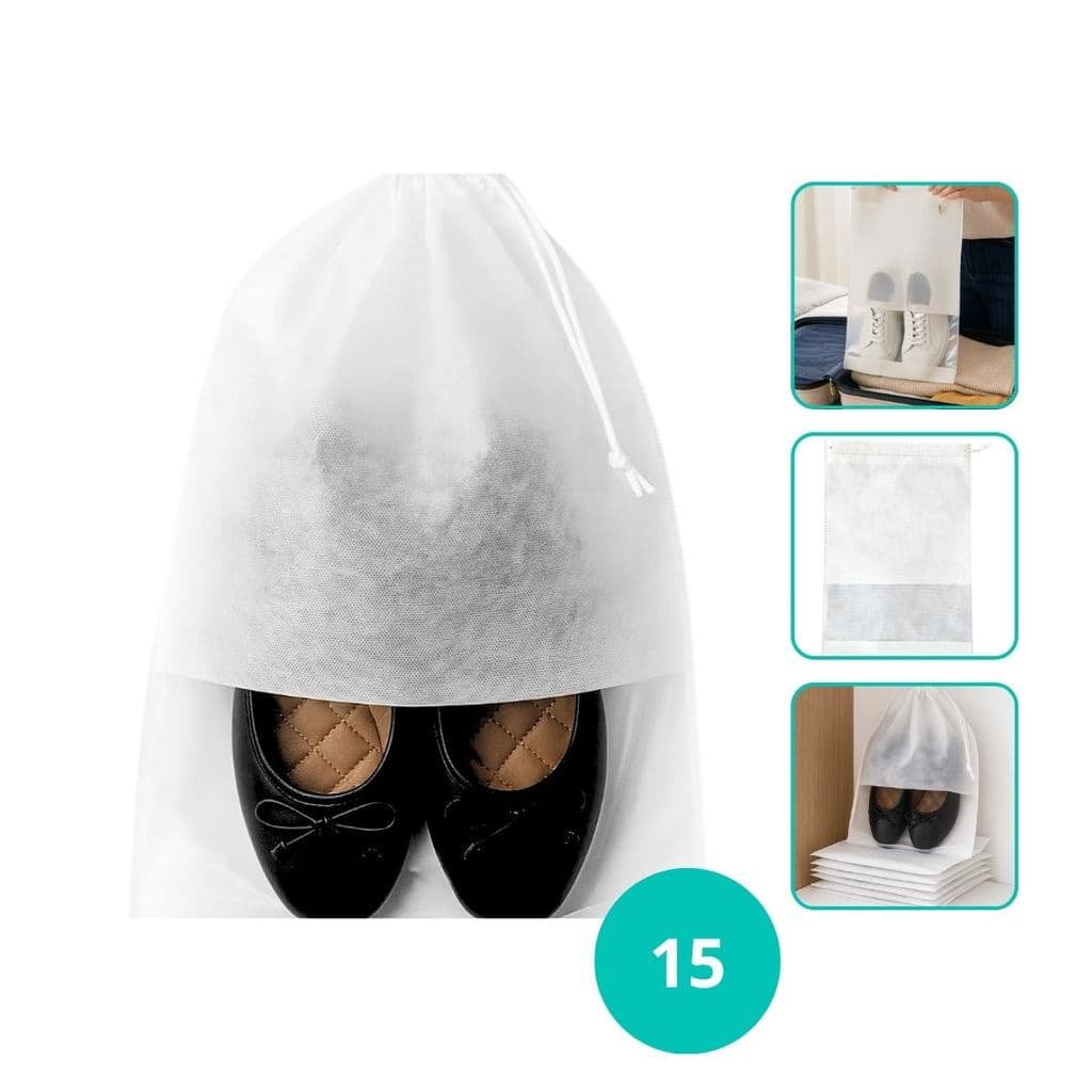 Kit 15 Sacos Tnt Calçados Sapato Chinelo 28x40 Cm Com Visor Organizar Armário Mala Viagem