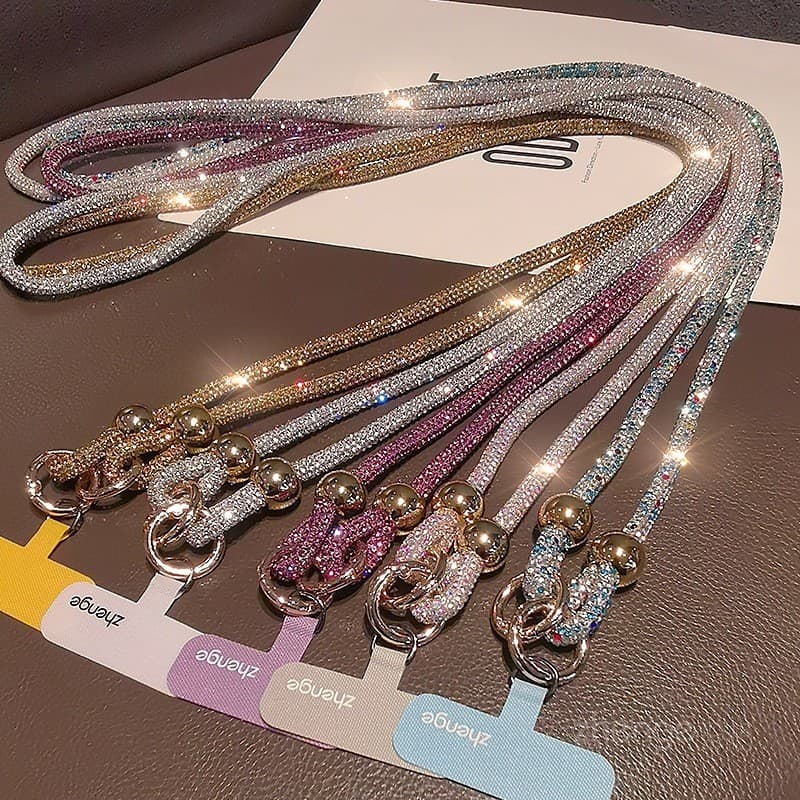 Cordão Transversal Feminino, Bolsa para Telefone, Anti-Perda, Luxo, Diamante Completo