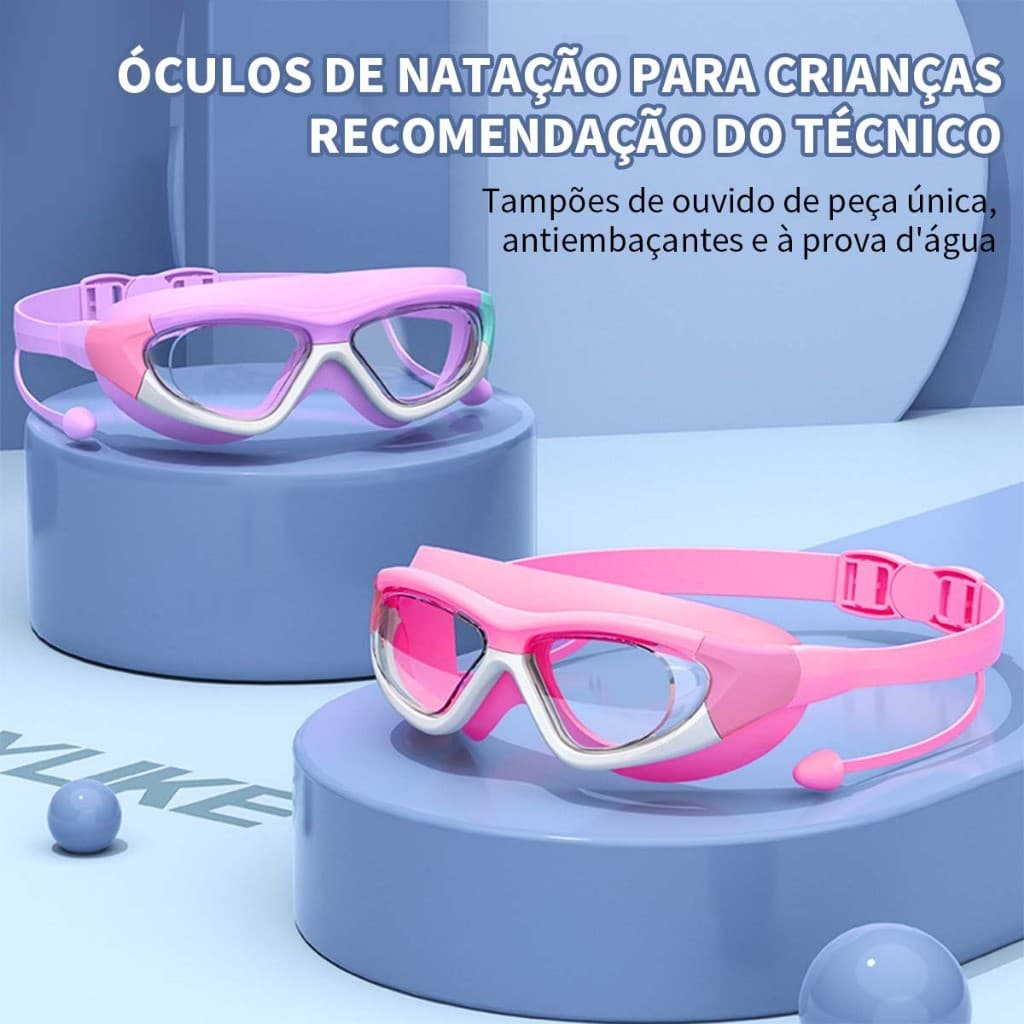 Óculos Para Meninas Com Tampão de Ouvido Macio Ideal Para Piscinas