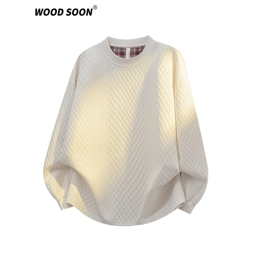 Woodford moda masculina simples em torno do pescoço moletom outono inverno solto Casual manga comprida camisa de fundo p