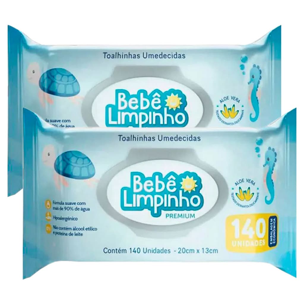 kit 280 Toalhas Umedecidas Bebê Limpinho Premium