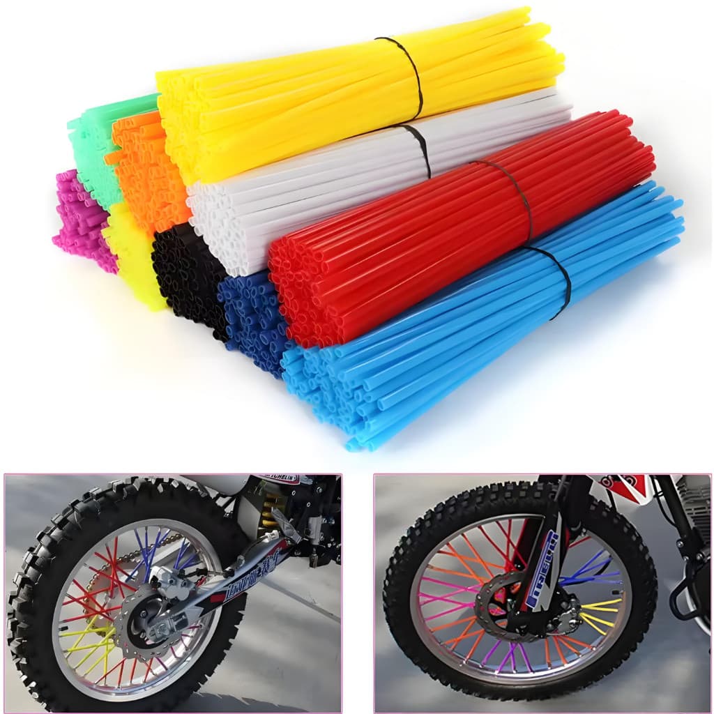 Protetor De Raios Bike Moto Cadeira De Rodas Tubo Decorativo Capa de Raios Coloridos 76 Pçs