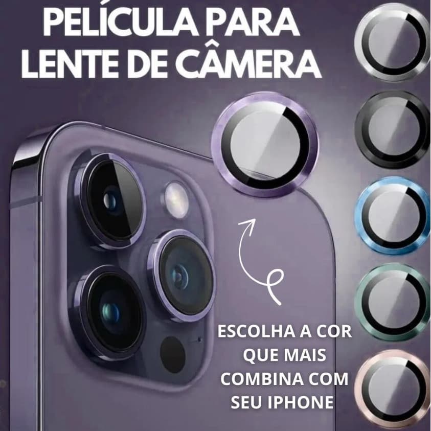 Película Protetora Lente Câmera Colorida Para iPhone 11 Pro Max 12 13 14 Pro Max 15 Pro 16 Pro Max