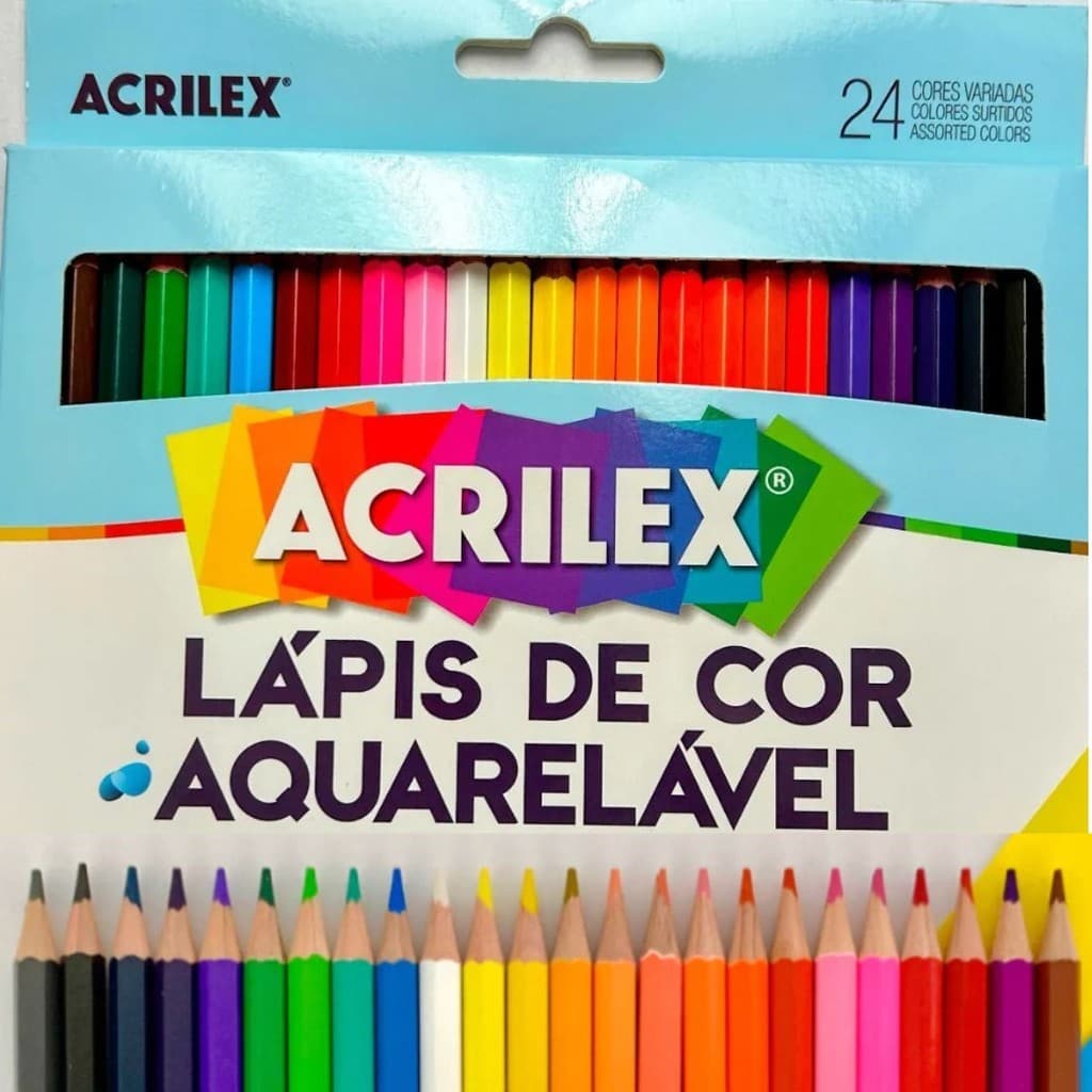 Lápis de Cor Aquarelavel Profissional Acompanha Um Pincel 24 Unidades Acrilex