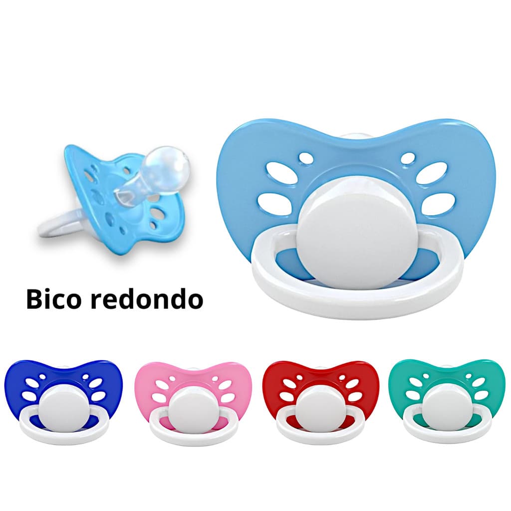 Kit 6 Chupeta Bico Redondo Silicone Premium +6 Chupetas Ventilada Menino Menina Cores Sortidas