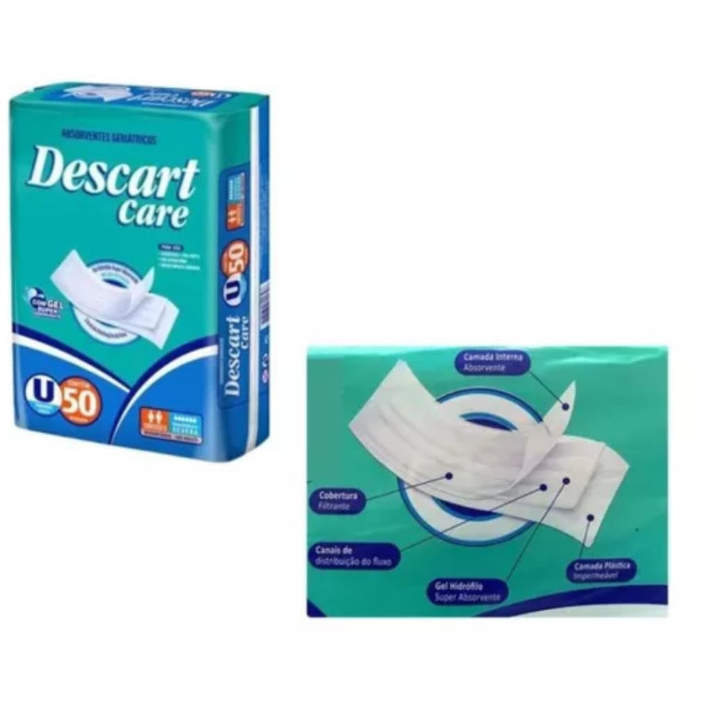 Absorvente Geriátrico Unisex Incontinência Severa Descart Care 50 Unidades