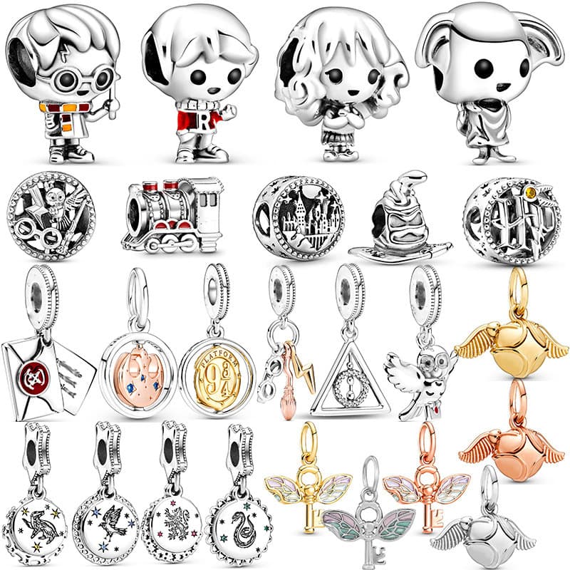 Pingente Berloque Prata 925 Charme Aço Inoxidável Jóias Harry Potter Contas DIY Pulseira Colar Acessórios