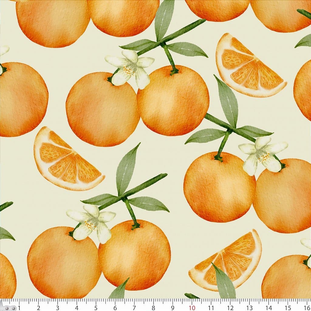 Tecido Tricoline Laranjas - Peripan - 50 x 150 cm