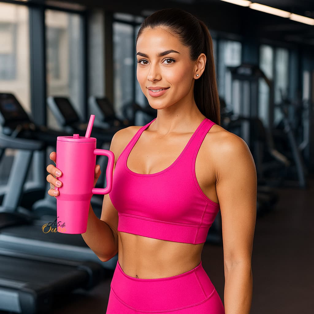 Copo Garrafa Térmico Inox Portátil 1242ml Inoxidável com Tampa e Canudo